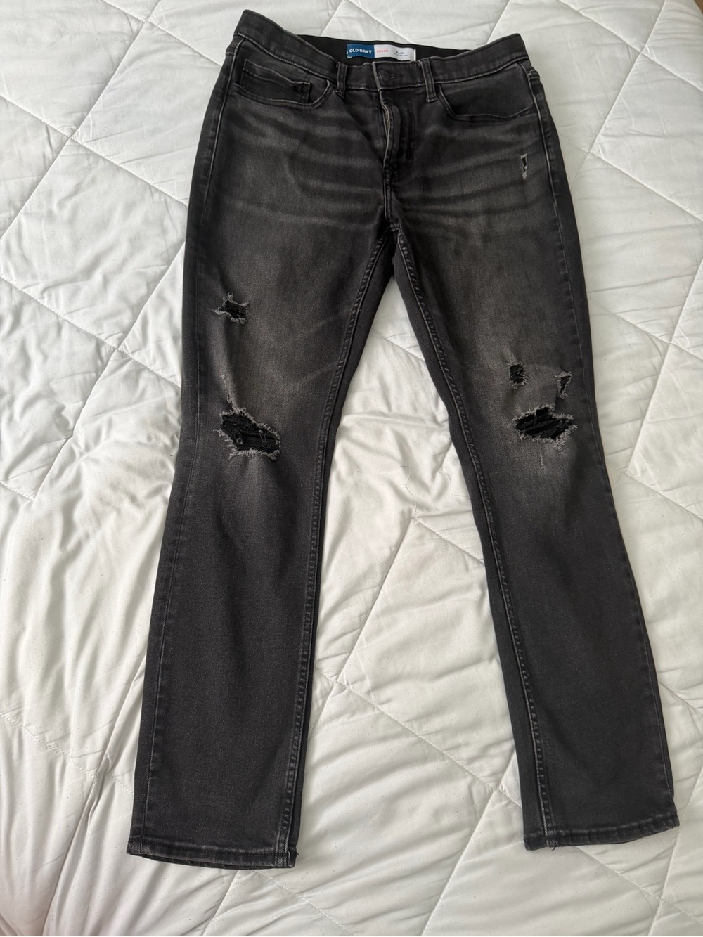 Men’s Old Navy Black Distressed Slim Jeans